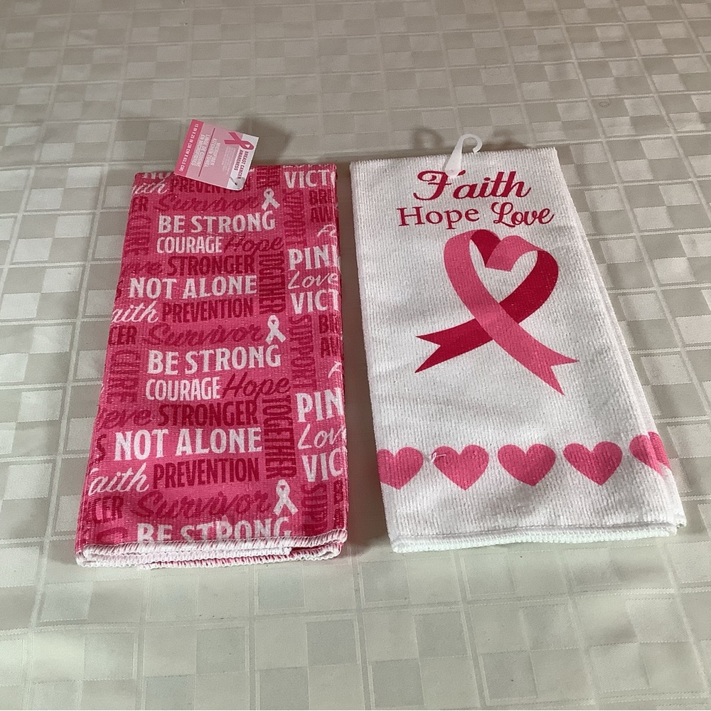 💜 New 2 breast cancer awareness kitchen dish towels